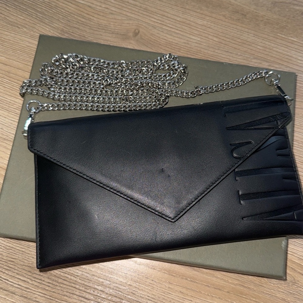 ALL SAINTS Crossbody Envelope Bag with Silver Hardware